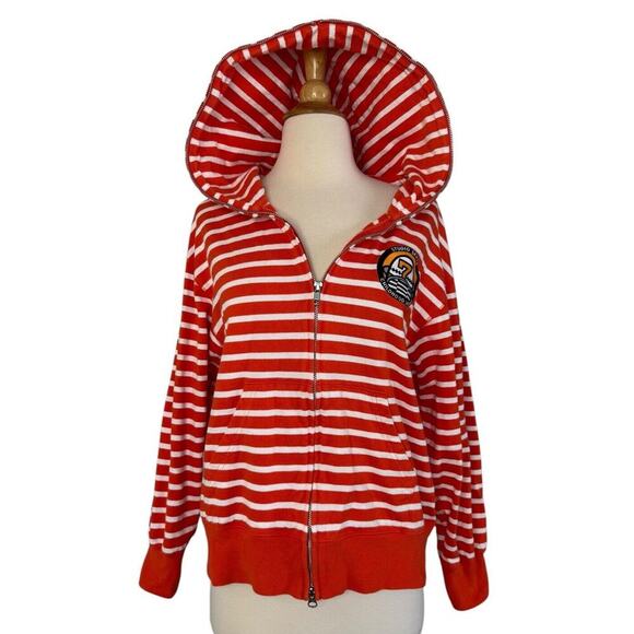 STUDIO SEVEN CHILDHOOD DREAMS Orange Striped Full Zip Japanese Hoodie Jacket S - Picture 3 of 10